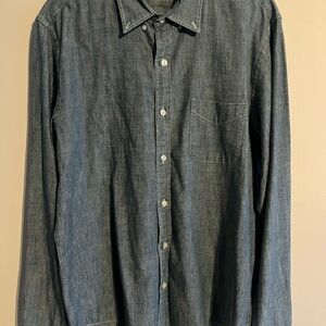 Chambray Denim Button-Up Shirt- slim fit